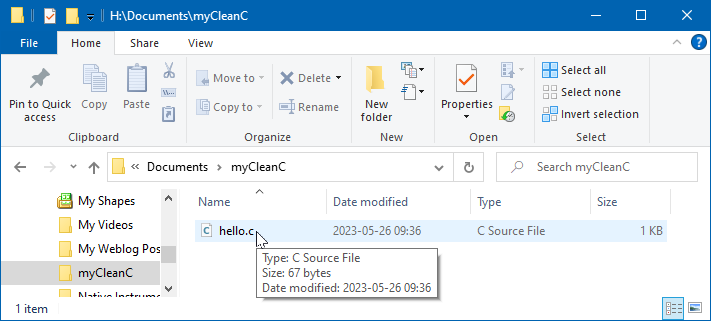 Initial myCleanC Folder