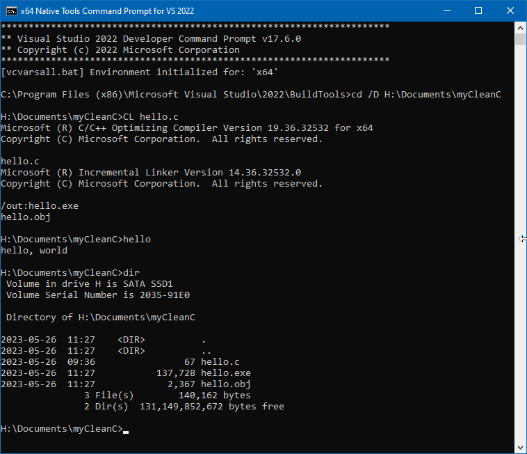 Compiling the my CleanC\hello.c Program