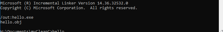 hello.exe linking