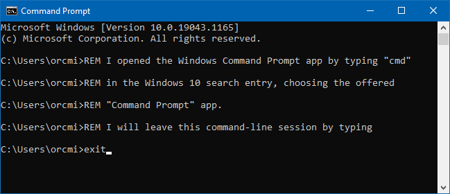 Command Prompt example